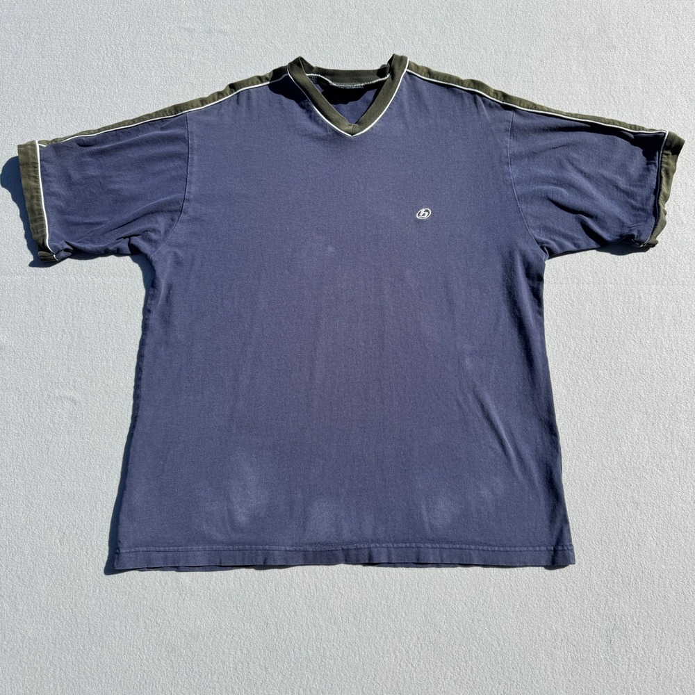 Vintage Billabong USA T Shirt Navy Blue V Neck‎ 90s Surf Made in USA Mens Large